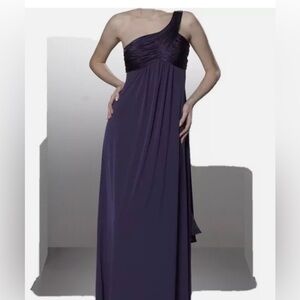 Women’s David's Bridal Purple One-Shoulder Long Prom Bridesmaid Formal Dress